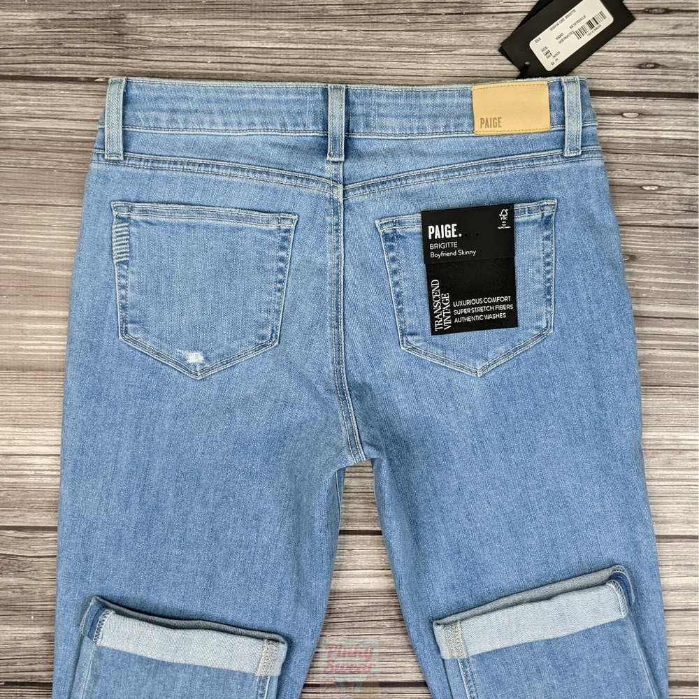 NWT Paige Jeans Size 26 Brigitte Skinny Boyfriend Crop Light Wash - Picture 7 of 12